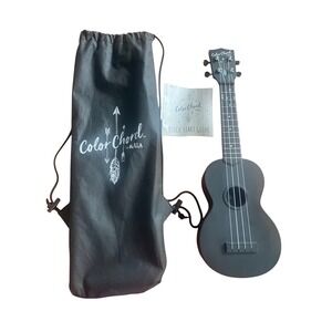 Kala Color Chord Soprano Ukulele Matte Black KALA-LTP-CC with Gig Bag & Guide